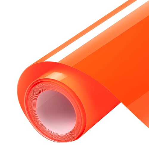 HTVRONT Orange Puff Vinyl Heat Transfer – 25,4 cm x 1,8 m Orange Puff HTV-Vinyl-Rolle für T-Shirts, orangefarbenes 3D-Wärmetransfer-Vinyl für Cricut & Cameo – leicht zu schneiden, zu entgräten und zu von HTVRONT