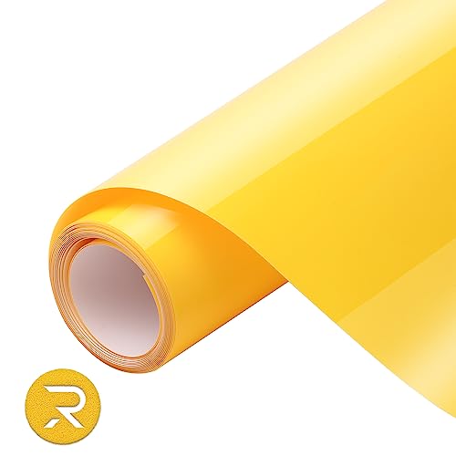 HTVRONT Yellow Puff Vinyl Heat Transfer – 25,4 cm x 1,8 m gelbe Puff-HTV-Vinyl-Rolle für T-Shirts, gelbes 3D-Wärmetransfer-Vinyl für Cricut & Cameo – leicht zu schneiden, zu jäten und zu übertragen von HTVRONT