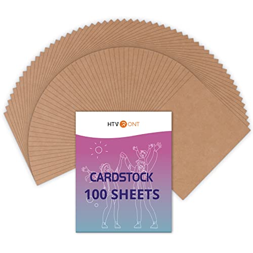 HTVRONT Braunes Kraftkartonpapier – 100 Blatt Karton, 21,6 x 27,9 cm, dicker Karton für Cricut-Maschine, 230 g/m², braunes Druckerpapier für Einladungen, Zeichnen, DIY-Karten, Sammelalben von HTVRONT