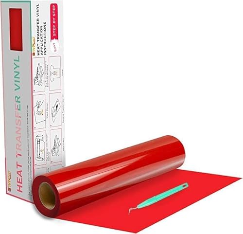 HTVRONT Plotterfolie Textil - 30.5cm x 610cm Rot Flexfolie zum Aufbügeln auf T-Shirt（Rot） von HTVRONT