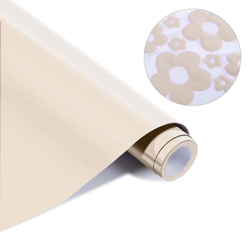 HTVRONT Puff Vinyl Heat Transfer – 25,4 cm x 1,8 m Beige 3D Puff Wärmetransfer-Vinyl schäumendes buntes bauschendes Vinyl zum Aufbügeln auf T-Shirts - Cream Puff HTV Vinyl für Cricut & Cameo-Easy von HTVRONT