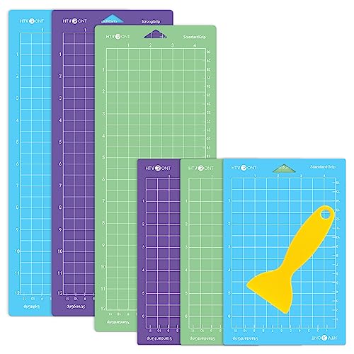 Schneidematte für Cricut Joy,6 Pack Variety Griff Schneidematte Plotter(3 Pack 4.5 * 12in +3 Pack 4.5 * 6.5in) Schneidematten für Cricut Joy(Standard Griff, Leicht Griff, Starke Griff) von HTVRONT