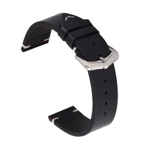 HTYHZIMS Uhrenarmband aus Leder Lederband Ölwachs Vintage Rindslederband Herren Businessband Schnellverschluss(Black,19mm) von HTYHZIMS