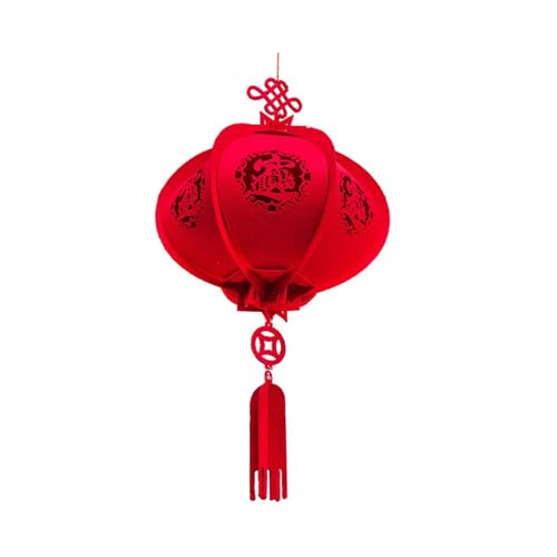 HTYUKFDG 2er-Pack traditionelle chinesische rote Laternen, runde Filzlaternen, Lucky Fortune, chinesische 3D-Laterne für Neujahr, Frühlingsfest, Weihnachtszubehör von HTYUKFDG