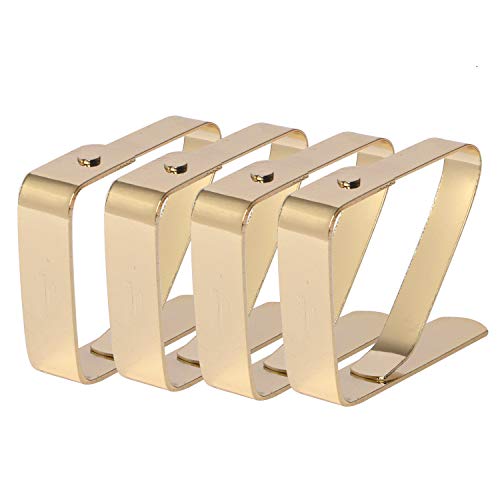 HUAFA Tischdeckenklammer (4er Set),Hohe Qualität Verkupferung Tischdeckenklammern,Tischtuchklammer Tischtuch Clips (3cm, Gold) von HUAFA