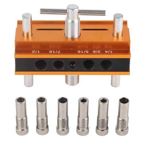 64 mm breites, selbstzentrierendes Dübellehren-Set, Bohrlehre für gerade Löcher, Lamellenverbinder-Set, Bohrführungsbuchsen-Set aus Aluminiumlegierung, Holzstanzer-Ortungszubehör, Vorrichtungswerkze von HUAHAIZY