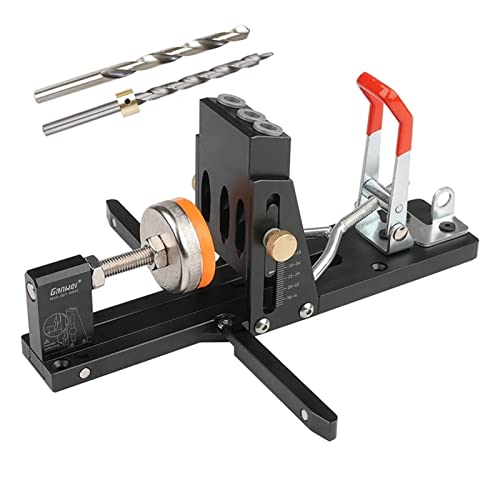 Bohrmaschine, Holzbearbeitung, Schräglochstanzer, Sucher, Taschenlochlehre mit an der Vorderseite montierter Klemme, Bohrführungs-Werkzeugsatz, Aluminium-Tischlerei, Heimwerkerwerkzeuge für die schn von HUAHAIZY