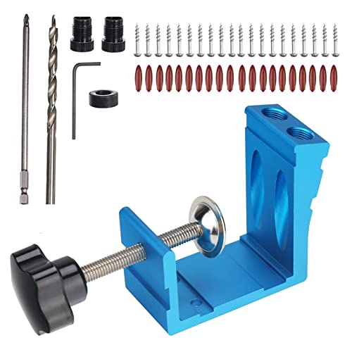 Dübellehre für die Holzbearbeitung, passend für 48-teiliges 15-Grad-Taschenloch-Schraubenvorrichtungs-Stiftbohrer-Schreinerei-Set, Taschenvorrichtungs-Set, Aluminium-Holzbearbeitungs-Stanzwerkzeug f von HUAHAIZY