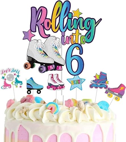 Kuchendekoration Cupcake Toppers, Rollschuh Kuchen Topper Picks, Tortenstecker, Tortendekoration, Rollschuh Tortenaufsatz, für Skaten Thema, Geburtstag Party Kuchen Dekorationen (A) von HUAIZAN