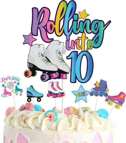 Kuchendekoration Cupcake Toppers, Rollschuh Kuchen Topper Picks, Tortenstecker, Tortendekoration, Rollschuh Tortenaufsatz, für Skaten Thema, Geburtstag Party Kuchen Dekorationen (E) von HUAIZAN