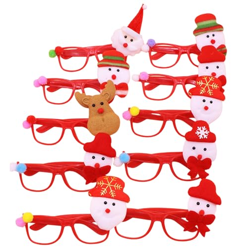 HUAJINGKEJI 10 x Weihnachtsfeierbrillen, LED-Licht, Weihnachtsmann-Brille, Rahmen, Foto-Requisiten, Weihnachtsdekoration, Neujahr von HUAJINGKEJI