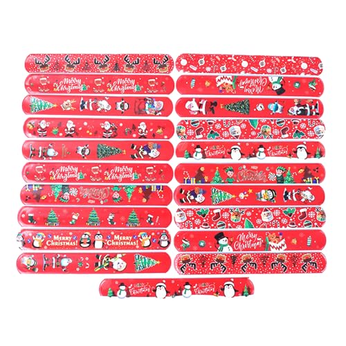 HUAJINGKEJI 100 Stück Weihnachts-Slap-Armbänder, verschiedene Stile, Armband-Spielzeug für saisonale Feiern, stilvolle Party-Dekoration von HUAJINGKEJI