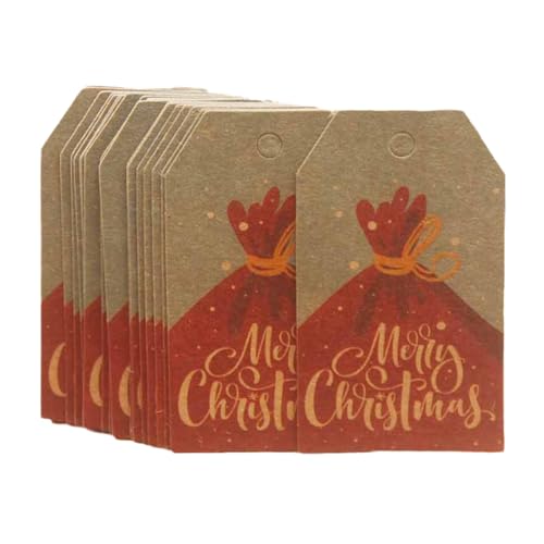 HUAJINGKEJI 100 x "Merry Christmas"-Etiketten zum Aufhängen, Druckpapier für Bastelarbeiten, Verpackungen, Dekorationen von HUAJINGKEJI