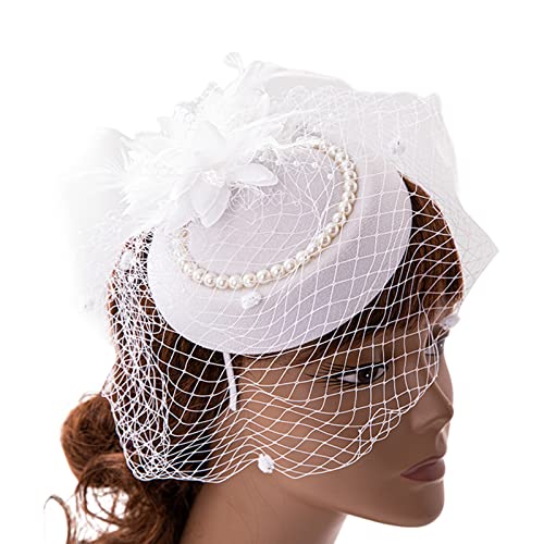 HUAJINGKEJI Fascinator für Damen, Kopfband, Pillendose, Hut, Cocktail, Teeparty, Fascinator, Schleier, Netzstoff von HUAJINGKEJI