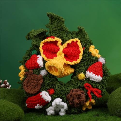 HUAJINGKEJI Häkel-Weihnachtsbaum-Kits mit Garn, Häkelnadel, Strickmarker, Anleitung (evtl. nicht in deutscher Sprache) und Häkelzubehör von HUAJINGKEJI