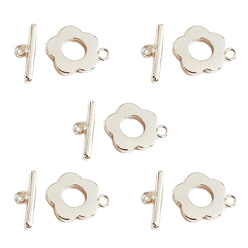 HUAJINGKEJI Modeschmuck, 5 Sets Blumen-Knebelverschlüsse, Verbindungsstücke, T-Stange, Halsketten, Armbänder, Verschlüsse, Schmuckherstellung, Zubehör, einfach zu verwenden von HUAJINGKEJI