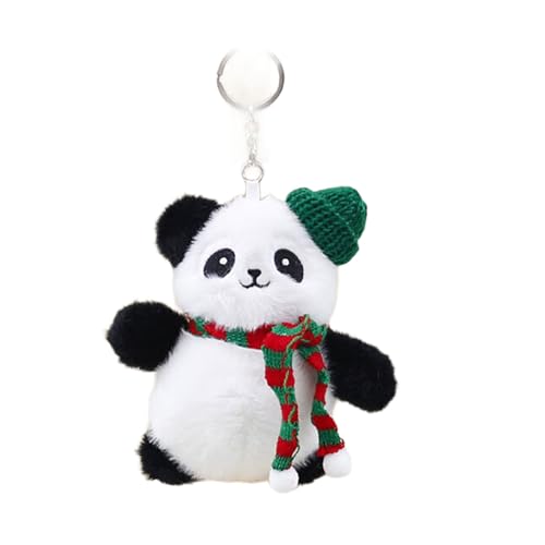 HUAJINGKEJI Weihnachtspanda-Hänge-Ornament, hübscher Panda-Schlüsselanhänger, stilvolle Schlüsselanhänger, Rucksäcke, Auto-Schlüsselanhänger von HUAJINGKEJI