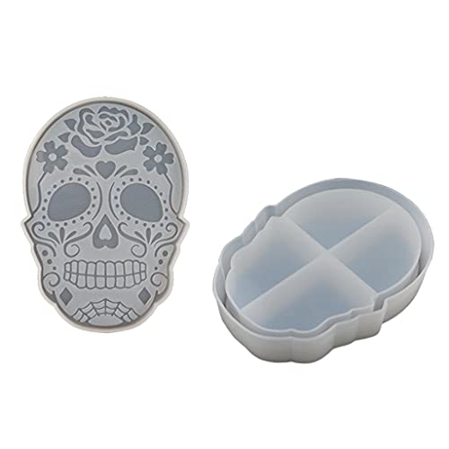 Halloween-Totenkopf-Silikonform, Punk, Retro-Totenkopf-Aufbewahrungsbox, 3D-Totenkopf-Eiswürfel, Schokolade von HUAJINGKEJI