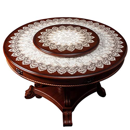 HUALEMEI Luxus Tischdecke,Tischdecken Für Runde Tische,Waschbar Tafeltuch Mit Lace Trim Für Dining Room Hochzeit-A Diameter:60cm(24inch) von HUALEMEI