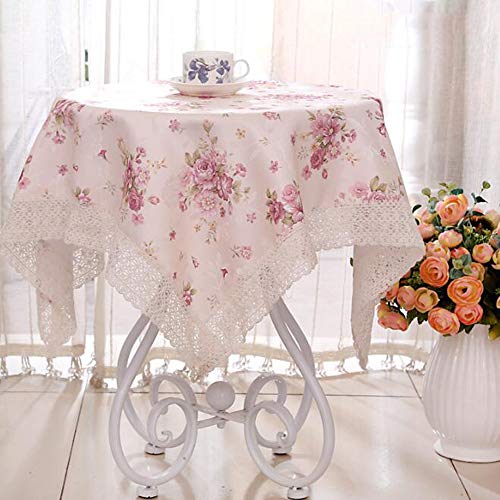 HUALEMEI Stoff Runde Tischdecke,Spitze Europäische Floral Print Tischbezug Rose Muster Tischdecke Falten Frei Für Couchtisch Zeremonie A 100 * 100cm von HUALEMEI