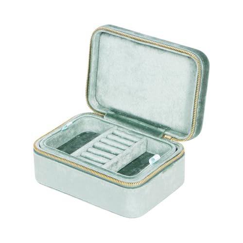 HUANGANG Stilvolle Schmuckschatulle, doppellagig, Reiseringbox, weicher Samt, elegante Schmuckschatulle für Damen-Accessoires von HUANGANG