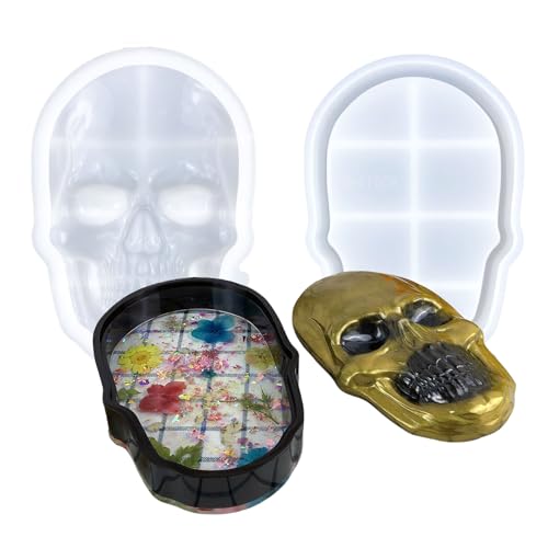 Kreative Totenkopf-Silikonform für Schmuckhalter, Epoxidharz, Aufbewahrungsboxen, Halter, Bastelformen von HUANGANG