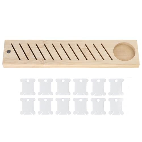 12 Slots Thread Plate Rack And Thread Bobbins Set Wood Thread Plate Storage Holder With Sewing Pin Organizer von HUANGGG