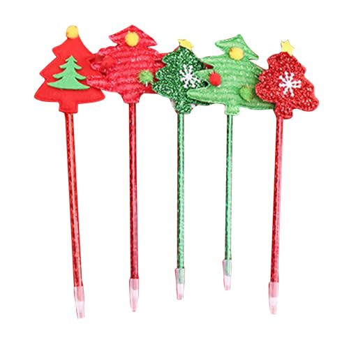 5 x Weihnachts-Kugelschreiber mit Pailletten, lustiger Schreibstift für Kinder, Belohnung, Weihnachtsstrumpffüller von HUANGGG