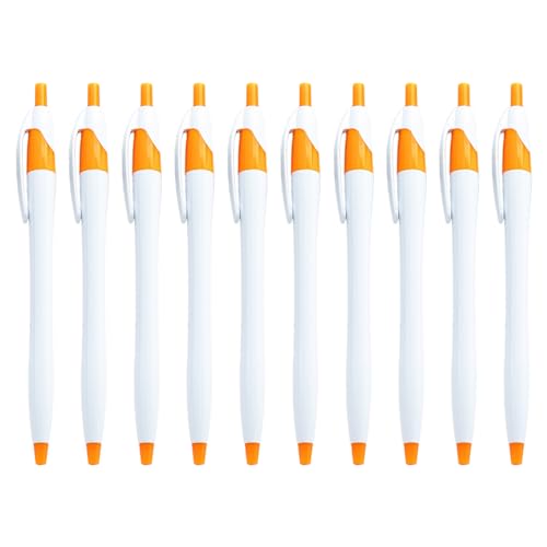 HUANIZI 10 Stück einziehbarer Kunststoff-Kugelschreiber mit Stift-Clip, Signierstift, Büro, Unterschrift, Gastschild, Stift für Büro von HUANIZI