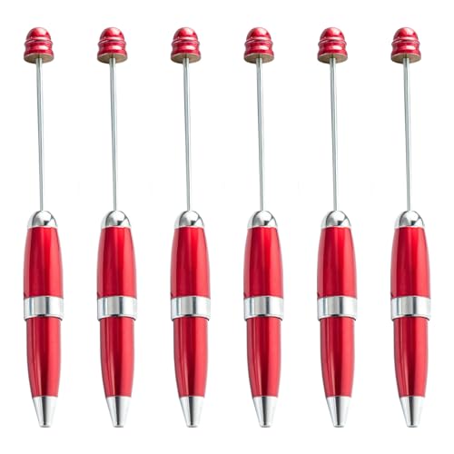 HUANIZI 6 x Perlen-Kugelschreiber, 1,0 mm, Schreibwarenstift, glattes Schreiben, Metall, Signaturstift, Perlenstift, Schulbedarf von HUANIZI