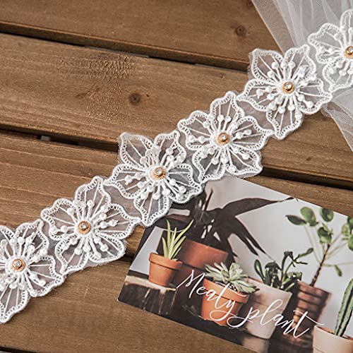 Spitzenband mit 3D-Blumenmuster, bestickt, zum Nähen, Basteln, für Hochzeitskleider, Kleidung, Accessoires, Heimdekoration, Spitzen-Bastelband, 91 cm von HUANIZI