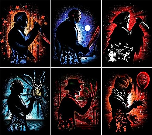 DIY Diamond Painting Horror Movies Diamond Art Kits, 5D Full Drill Cross Stitch Embroidery kits (6 Packs) von HUANNY