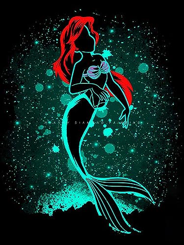 HUANNY DIY Diamond Painting Princess Ariel Diamond Art Little Mermaid, 5D Full Drill Cross Stitch Embroidery kit for Beginners von HUANNY