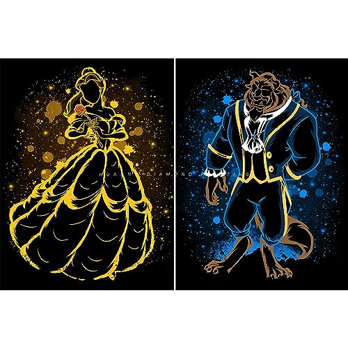 HUANNY DIY Diamond Painting Princess and Prince Diamond Art, 5D Full Drill Cross Stitch Embroidery kit for Beginners (2 Packs) von HUANNY