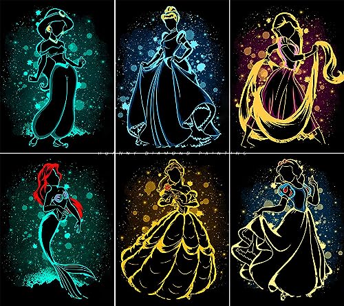 HUANNY DIY Diamond Painting Princesses Diamond Art Kits, 5D Full Drill Cross Stitch Embroidery kit for Beginners (6 Packs) von HUANNY