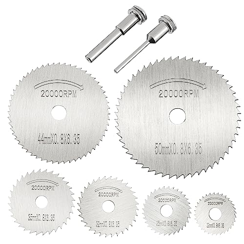 HUAREW HSS Kreissägeblatt Kit mit 6-Pcs Kreissägeblatt Stahlklingen und 2-Pcs Sägeblatt Pleuelstange, zum Schneiden von Holz, Kunststoff, Glasfaser, Metall, Aluminium, Kupfer (8-pcs) von HUAREW