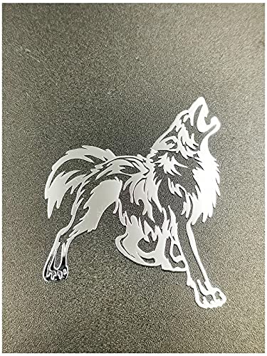 Aufkleber für Handy/Laptop/iPad, Motiv Wolf aus Metall, Chrom, silberfarben, 2 Stück von HUARONG