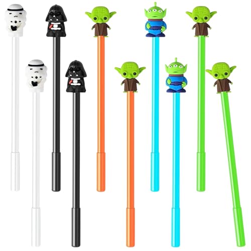 HUARYEN Cartoon Gel Ink Pen, 10 Stück Cartoon Kugelschreiber Kawaii Gel Stift Tintenroller Gelstifte Kugelschreiber Schwarzer Set Süße Gelstifte für Erwachsene Studenten Schule Büromaterial von HUARYEN