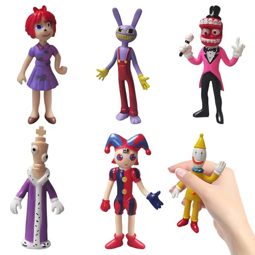 HUARYEN 6 pcs Anime Zirkusspielzeug, Clown Kuchen Deko The Amazing Digital Circus Figuren Mini Figuren Tortendeko Cupcake Deko Zirkus Deko Kindergeburtstag für Kinder Mädchen Junge von HUARYEN