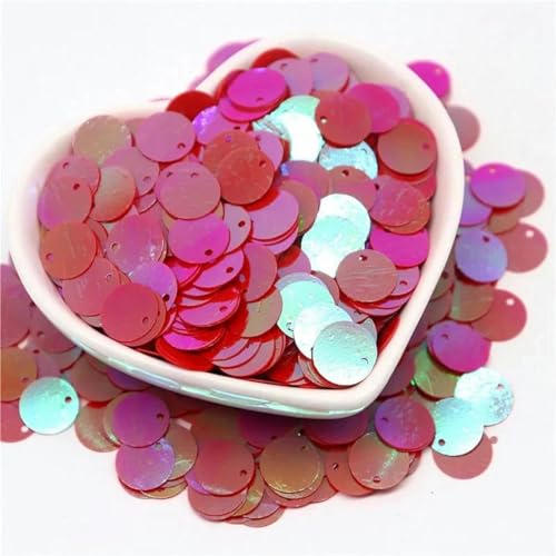 10/15/20/25 mm große Pailletten mit 1 seitlichem Loch, flache, runde, lose Pailletten aus PVC, zum Nähen, Basteln, Basteln, Scrapbooking, Anhänger, rot, 10 mm, 20 Gramm, 500 Stück von HUAWECALK