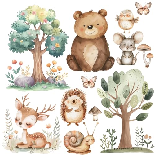 HUBDECO - Wandtattoo Kinderzimmer - Wanddeko - Selbstklebende Folie - Fototapete - Wandsticker - Selbstklebende Tapete - für Mädchen und Jungen - Waldtiere, Wald,Rehwild - 120x240cm von HUBDECO