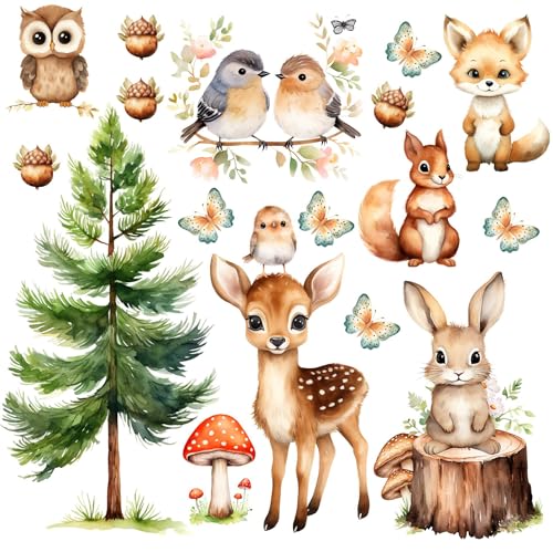 HUBDECO - Wandtattoo Kinderzimmer - Wanddeko - Selbstklebende Folie - Fototapete - Wandsticker - Selbstklebende Tapete - für Mädchen und Jungen - Waldtiere, Wald - 100x200cm von HUBDECO