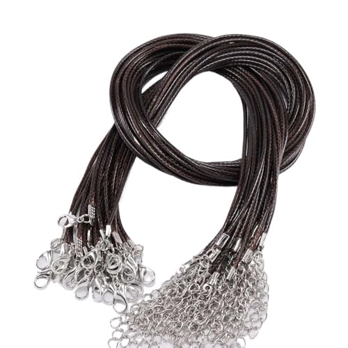 30 Stück/Los Dia 1,5/2mm Lederband Kette mit Verschluss verstellbar geflochtenes Seil zur Herstellung von Schmuck DIY Halskette Armband Lieferungen(Coffee,45cm Bronze 1,5mm) von HUFFA