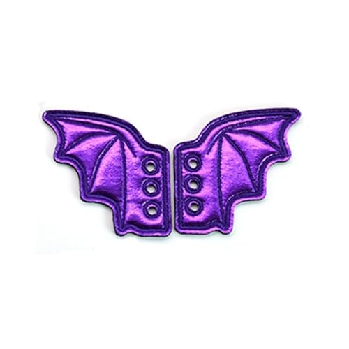 HUFFA Schuh-DIY-Zubehör, Fledermäuse, Glitzer-Schuhflügel, Ornament, Show, Halloween-Party, Spaß, Skate-Schuhe, DIY-Dekorationen(Purple small Bats) von HUFFA