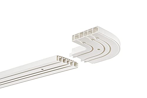 HUGG - Vorhang-Schiene (VS.380.32) 1-/ 2-/ 3- läufig, Decken-Montage, 3-Lauf mit 2 Rundbögen - Länge: 420 cm von HUGG