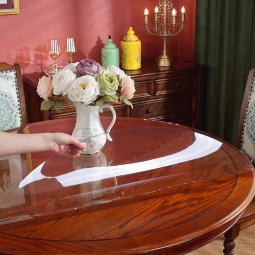 HUHJYUGE Tischdecke Durchsichtig 2mm 155cm, Transparente Wasserdicht Vinyl Tischdecke, Transparente Dicke Kunststoff-Tischdecke Ölbeständige Auslaufsichere, Kristallklare PVC-Tischdecke HUHJYUGE Tischdecke Durchsichtig 2mm 155cm, Transparente Wasserdicht Vinyl Tischdecke, Transparente Dicke Kunststoff-Tischdecke Ölbeständige Auslaufsichere, Kristallklare PVC-Tischdecke von HUHJYUGE