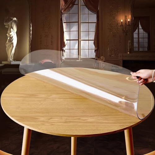 HUHJYUGE Tischdecke Transparent 155cm, Tischfolie Transparent Rund, Folie für Tisch aus PVC, Pflegeleicht und Abwischbar, Schützen Sie Ihren Tisch Vor Schmutz HUHJYUGE Tischdecke Transparent 155cm, Tischfolie Transparent Rund, Folie für Tisch aus PVC, Pflegeleicht und Abwischbar, Schützen Sie Ihren Tisch Vor Schmutz von HUHJYUGE