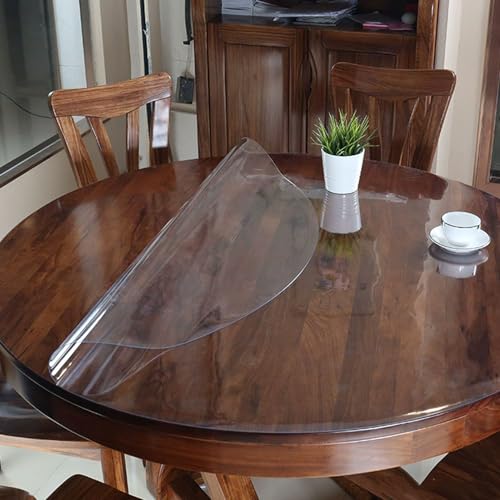 HUHJYUGE Transparente Tischdecke Rund 180cm, Transparenter Vinyl-Tischdeckenschutz, Transparenter Kunststoff-Kristall-Tischdeckenschutz, PVC wasserdichte Ölbeständigen Tischdecke HUHJYUGE Transparente Tischdecke Rund 180cm, Transparenter Vinyl-Tischdeckenschutz, Transparenter Kunststoff-Kristall-Tischdeckenschutz, PVC wasserdichte Ölbeständigen Tischdecke von HUHJYUGE