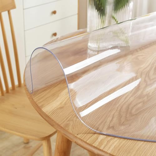 HUHJYUGE Transparente Vinyl-Tischdecke 155cm, Transparenter Kunststoff-Tischdeckenschutz, Transparente PVC-Tischdecke Wasserdicht Ölbeständig Schmutzabweisend Abwischbar HUHJYUGE Transparente Vinyl-Tischdecke 155cm, Transparenter Kunststoff-Tischdeckenschutz, Transparente PVC-Tischdecke Wasserdicht Ölbeständig Schmutzabweisend Abwischbar von HUHJYUGE