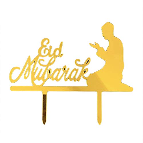 5 x glitzernde Eid-Cupcake-Topper, Festival, islamische Party, Happy Birthday, Kuchendekoration, Schwarz und Silber von HUIFACAI